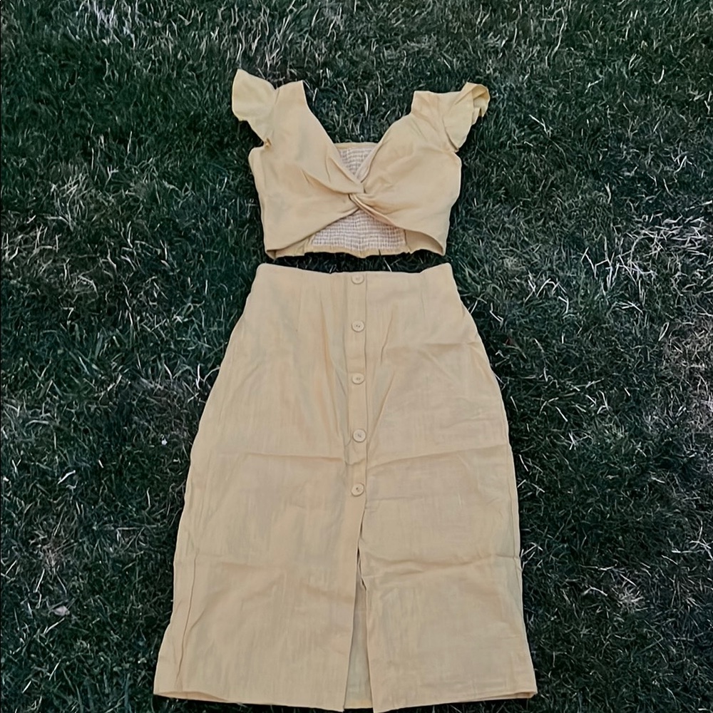 SHEIN Yellow Two-Piece Dress Set